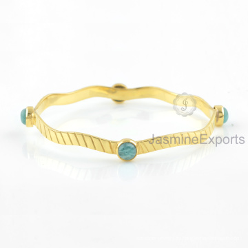 Brazalete Amazing Amazonite verde, joyería de 18k joyas de piedras preciosas de oro para las mujeres